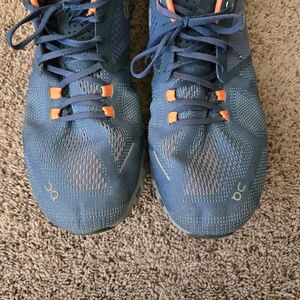 On Running Blue and Orange Sneakers